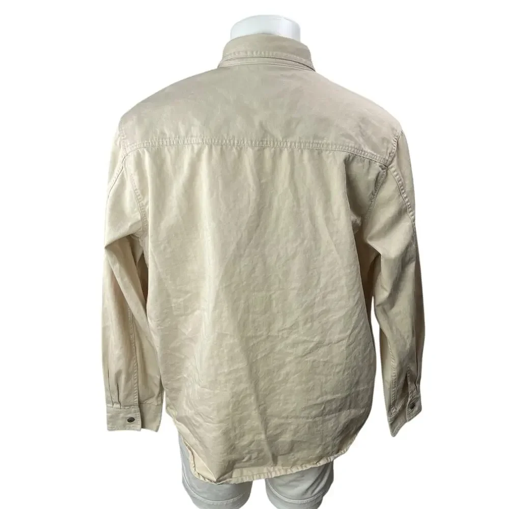Levi's Mens Beige Tan Khaki Long Sleeve Pocket Button Up Shirt Shacket Jacket XL